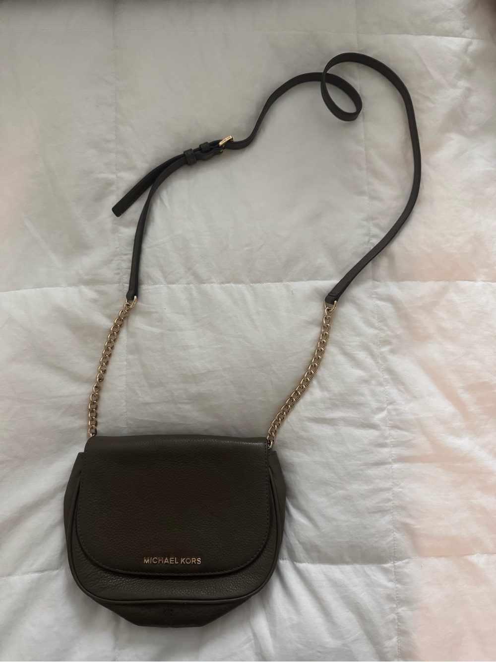 Michael Kors Olive Crossbody with Gold Chain Trim